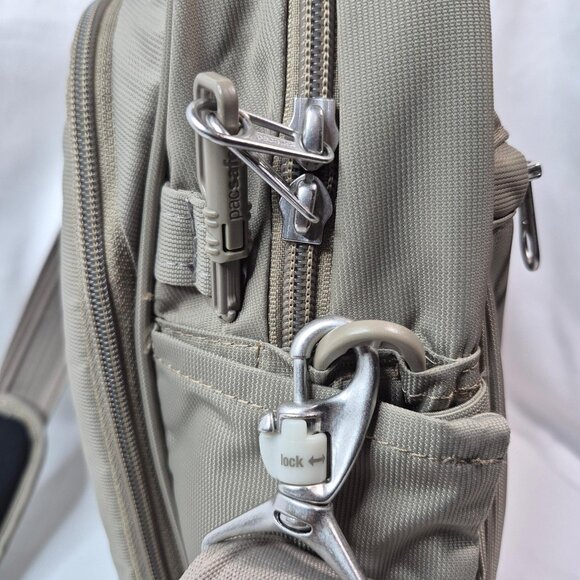 * SOLD* Pacsafe Metrosafe LS250 Crossbody Bag Khaki Anti Theft RFID Blocking - Picture 8 of 16